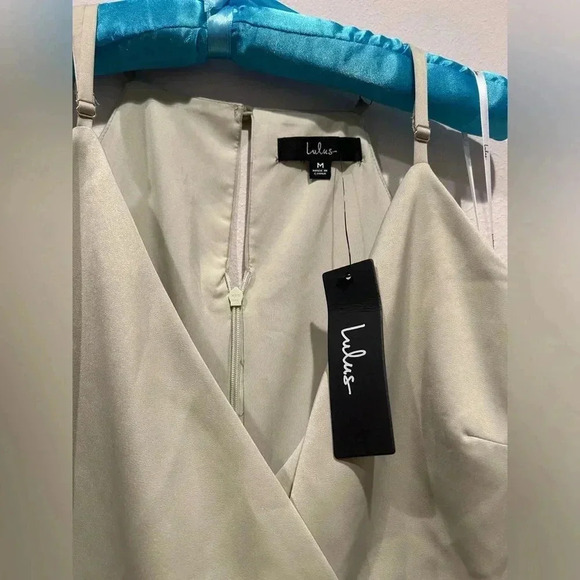 NWT LULU’S What a Stunner Sage Green Satin Asymmetrical
Mini Dress / Size Medium - Picture 5 of 9